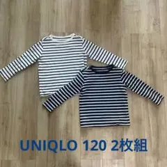 【2枚組】ユニクロ ボーダー長袖カットソー 綿100 120cm