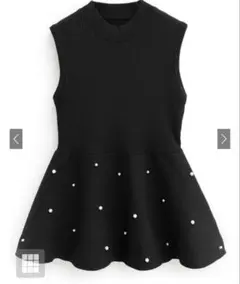 【新品】GRL ノースリーブパールペプラムニットトップス[fu185]