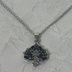 スペードモチーフブラックチャームネックレスY2Kフェアリーグランジウィッシュコア