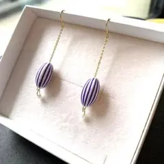 ストライプ　オーバル　ピアス