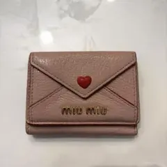 miu miu マドラス ラブレター ピンク 三つ折り 折り財布