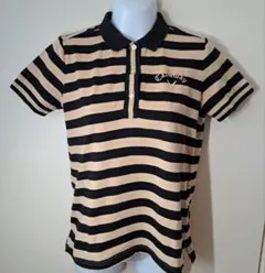 Callaway ボーダーポロシャツ レディース　Mサイズ茶色✕黒色