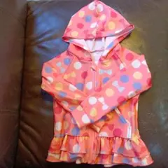 ピンク ドット柄 フード付きラッシュガード