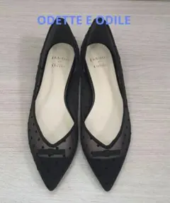 【美品】Odette e Odile チュールドット黒 フラットシューズ23.5