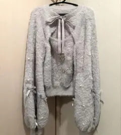 MARS マーズ フロント開きサテンリボンニット もえにゃコラボ 地雷系 量産型