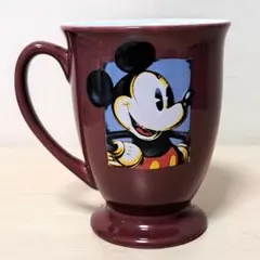 【美品•レア】ディズニーマグカップ レトロデザイン ミッキーマウス ワインレッド