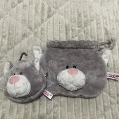 NICI 猫 ぬいぐるみ ポーチ 巾着 セットのサムネイル