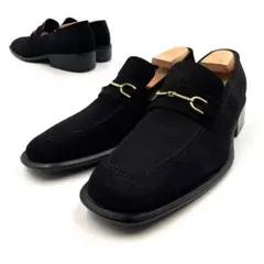 《超美品》グッチ ホース ビット ローファー スエード レザー ブラック 42