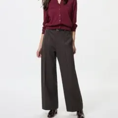 ブラッシュドジャージーワイドパンツ ダークブラウン