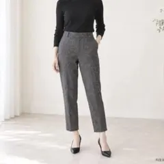 ナチュラルビューティーベーシック ラメ入り ウール パンツ グレー テーパード
