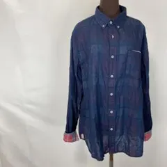 BEAMS HEART シャツ 長袖 チェック柄 シアーXL