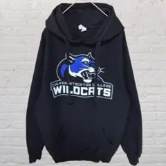 ワイルドキャッツ カレッジ パーカー アニマル ダーク系 ブラック ブルー 白