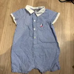 Les p'tits soleils チェック柄ロンパース 18M