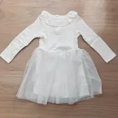 プチバトー フリル付きワンピース ホワイト