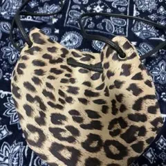 ヒョウ柄 巾着バッグ