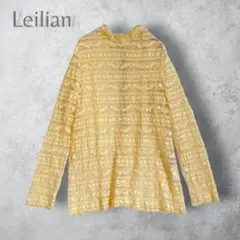 Leilian レリアン レース 長袖 シアートップス　ストレッチ　13号　綿