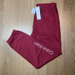 【未使用品】カルバンクライン ロゴ刺繍 スウェットパンツ レッド Sサイズ