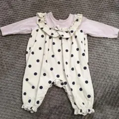 水玉模様ロンパース フリル付き