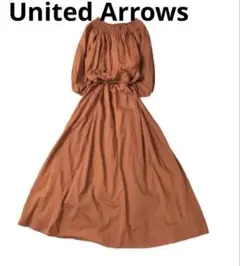 ユナイテッドアローズ　コットンギャザー　ワンピース　ふんわり袖　フリンジ