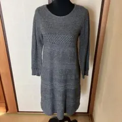 グレー 長袖 ニットワンピース