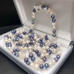 希少‼︎ 美品✨本真珠 パール マルチカラー ネックレス 〜9.6mm 163cm