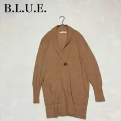 【ブルー】ロングカーディガン (M)ベージュ 長袖 ショールカラー シンプルのサムネイル