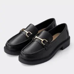 ボリュームソールビットローファー　ブラック