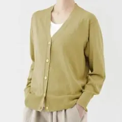 無印良品　UVカット　ライトニット　Vネックカーディガン　ライトイエロー
