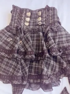 リズリサ はしごリボンツイードティアードスカパン