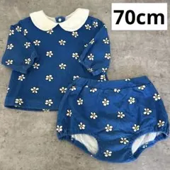 ミッフィー　花柄　セットアップ　青　70cm ベビー
