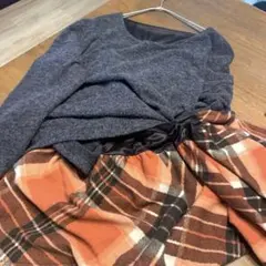 チュニック長袖　グレー　Aライン　軽くて締め付けなし　お買い物着アイテム