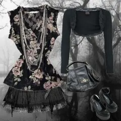 00s coquette ダークコケット フェアリーグランジ レース 花柄 バラ