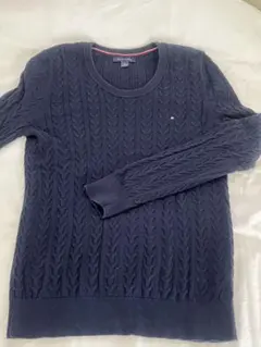 TOMMY ネイビー ケーブルニット セーター 長袖