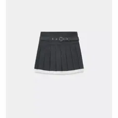 コントラストベルト付き　プリーツスカート　ZARA