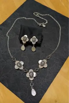 MONET モネ　ネックレス　イヤリング　セット　シェルカラー　ヴィンテージ