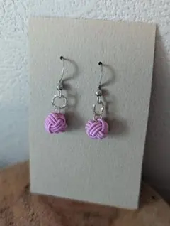 水引結びのピアス ピンク