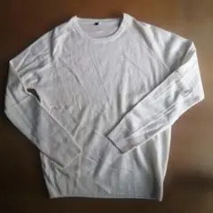 【美品】無印良品 カシミヤ クルーネックセーター 紳士・オフ白 М