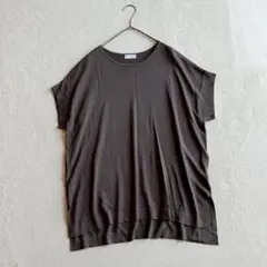 【エム】フレンチスリーブ サマーニット (M) チャコールグレー 無地 シンプルのサムネイル