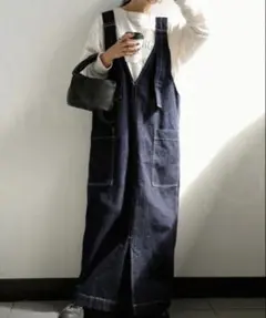 antiquaアンティカ 大人可愛い 定番 デニム サロペットスカート