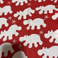 IKEA 動物柄 プリント生地 レッドはぎれ4枚