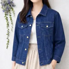 A2030グローバルデニム✤良品✤デニムジャケットM インディゴブルー 金ボタン