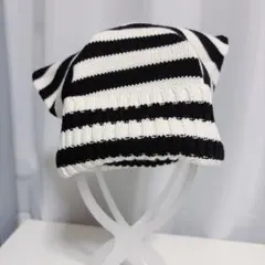 ボーダー 猫耳 ニット帽