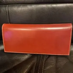 コレクション出品　未使用　シェルコードバン　長財布　アカ