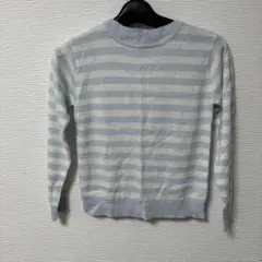 TOPVALU 水色と白のストライプ 長袖セーター 100%アクリル　140
