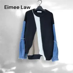 Eimee Law エイミーロウ パッチワークニットプルオーバー デニム袖