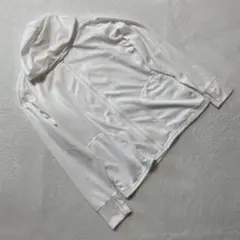 パーカー ジップアップ フード付き 長袖 ホワイト Lサイズ シンプル