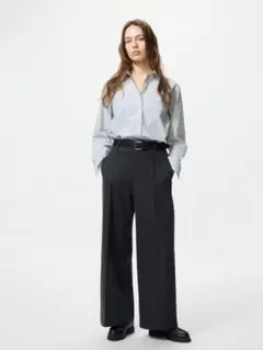 UNIQLO ユニクロ　ブラッシュドジャージーワイドパンツ　ダークグレー M