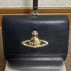 Vivienne Westwood オーブ 三つ折財布 レザー 黒 がま口 収納