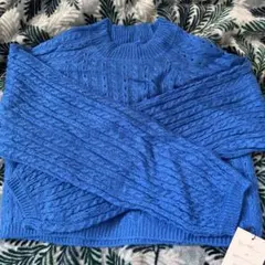 【新品タグ付き】ケーブル透かし編みショート丈ニットトップス