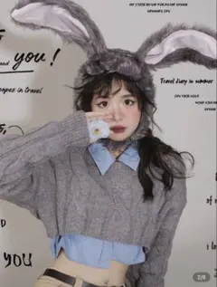 SHEIN シーイン ぬいぐるみウサギ 長耳ビーニー帽子 ウサギ耳帽子 レディ